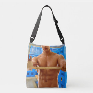 SlipperyJoe's shirtless muscular man abs chest sho Crossbody Bag