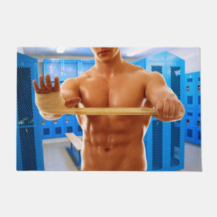 SlipperyJoe's shirtless muscular man abs chest sho Doormat