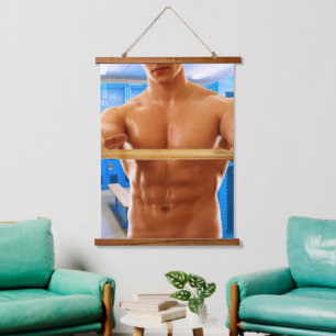 SlipperyJoe's shirtless muscular man abs chest sho Hanging Tapestry