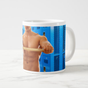 SlipperyJoe's shirtless muscular man abs chest sho Large Coffee Mug