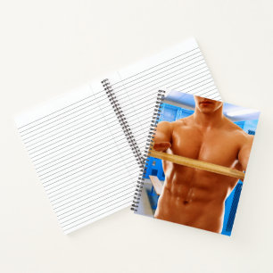 SlipperyJoe's shirtless muscular man abs chest sho Notebook