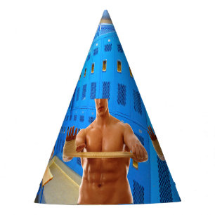 SlipperyJoe's shirtless muscular man abs chest sho Party Hat
