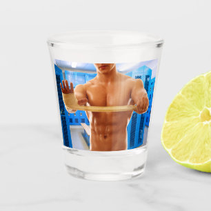 SlipperyJoe's shirtless muscular man abs chest sho Shot Glass