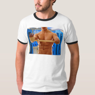 SlipperyJoe's shirtless muscular man abs chest sho T-Shirt