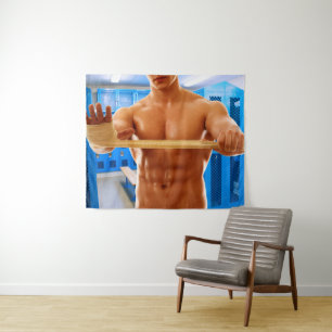 SlipperyJoe's shirtless muscular man abs chest sho Tapestry
