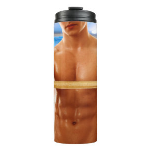 SlipperyJoe's shirtless muscular man abs chest sho Thermal Tumbler