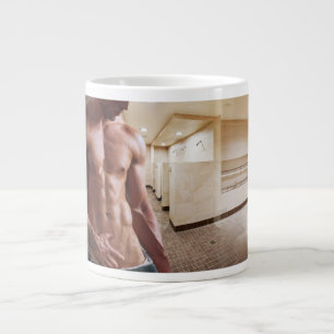 SlipperyJoe's shirtless muscular man torso sixpack Large Coffee Mug