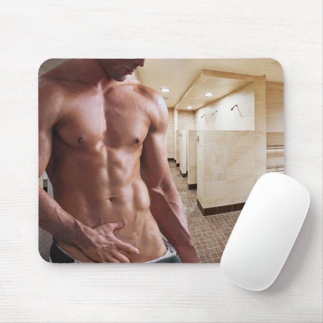 SlipperyJoe's shirtless muscular man torso sixpack Mouse Pad (With Mouse)