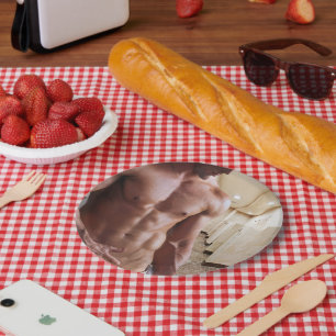 SlipperyJoe's shirtless muscular man torso sixpack Paper Plate