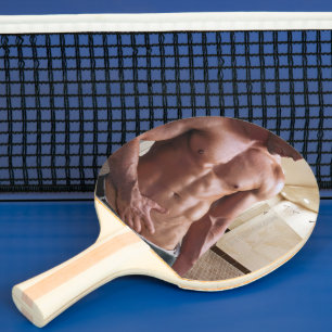 SlipperyJoe's shirtless muscular man torso sixpack Ping Pong Paddle