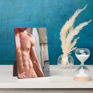 SlipperyJoe's shirtless muscular man torso sixpack Plaque