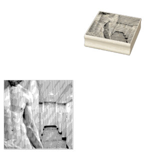 SlipperyJoe's shirtless muscular man torso sixpack Rubber Stamp