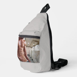 SlipperyJoe's shirtless muscular man torso sixpack Sling Bag