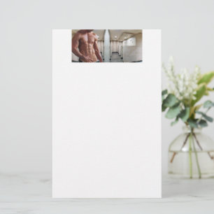 SlipperyJoe's shirtless muscular man torso sixpack Stationery