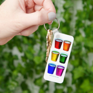 SlipperyJoe's shot glasses liquid pride colours ce Key Ring