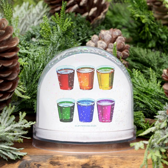 SlipperyJoe's shot glasses liquid pride colours ce Snowglobe (Winter)