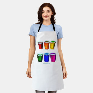 SlipperyJoe's shot glasses six cups arranged horiz Apron