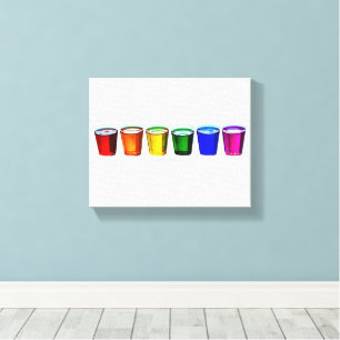 SlipperyJoe's shot glasses six cups arranged horiz Canvas Print