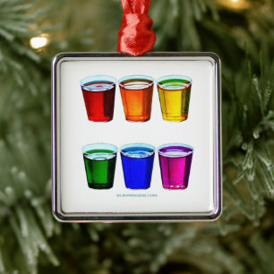 SlipperyJoe's shot glasses six cups arranged horiz Metal Tree Decoration