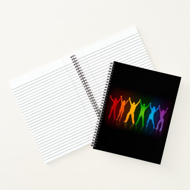 Slipperyjoe's six standing silhouettes arms raised notebook (Inside)
