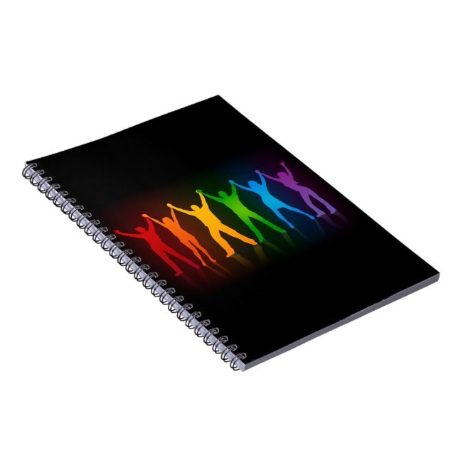 Slipperyjoe's six standing silhouettes arms raised notebook (Right Side)