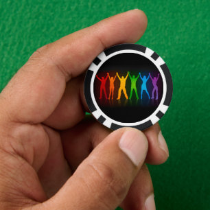 Slipperyjoe's six standing silhouettes arms raised poker chips