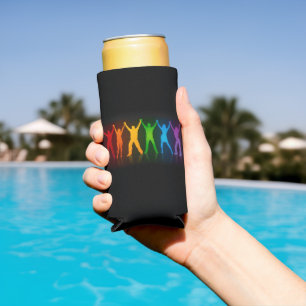 Slipperyjoe's six standing silhouettes arms raised seltzer can cooler