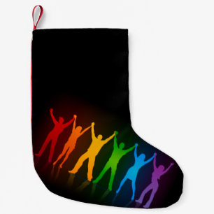 Slipperyjoe's six standing silhouettes arms raised small christmas stocking