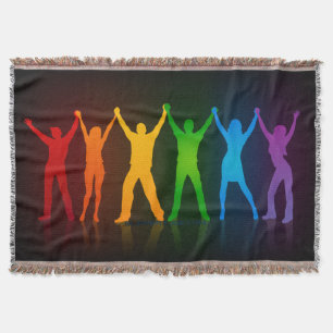 Slipperyjoe's six standing silhouettes arms raised throw blanket