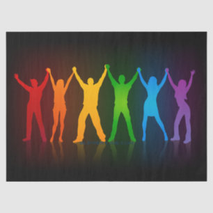 Slipperyjoe's six standing silhouettes arms raised tissue paper