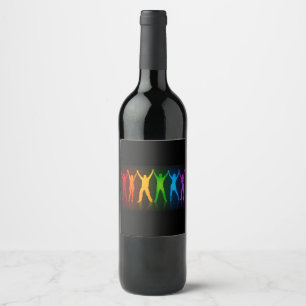 Slipperyjoe's six standing silhouettes arms raised wine label