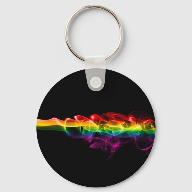 SlipperyJoe's smoke vivid rainbow-colors celebrate Key Ring (Front)