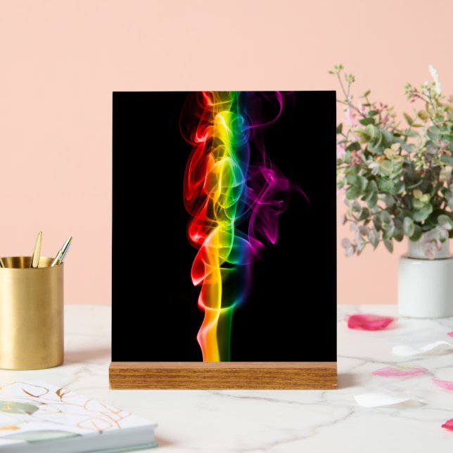 SlipperyJoe's smoke vivid rainbow-colours celebrat Acrylic Sign (Wedding)