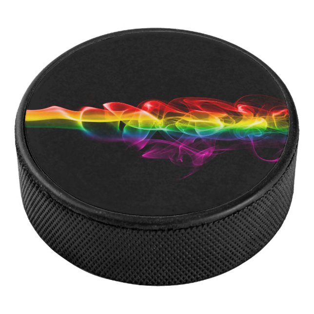 SlipperyJoe's smoke vivid rainbow-colours celebrat Hockey Puck (3/4)