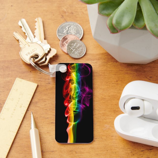 SlipperyJoe's smoke vivid rainbow-colours celebrat Key Ring (Desk)