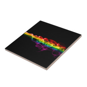 SlipperyJoe's smoke vivid rainbow-colours celebrat Tile