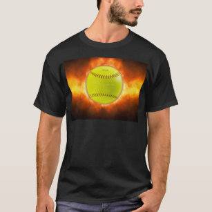 SlipperyJoe's softball on fire flames fireball ras T-Shirt