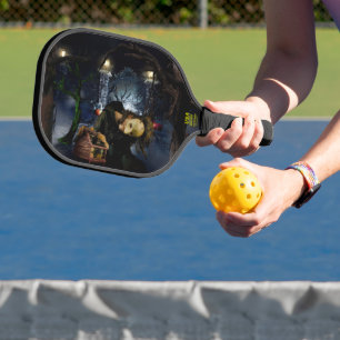 SlipperyJoe's spooky Halloween scary woods large i Pickleball Paddle