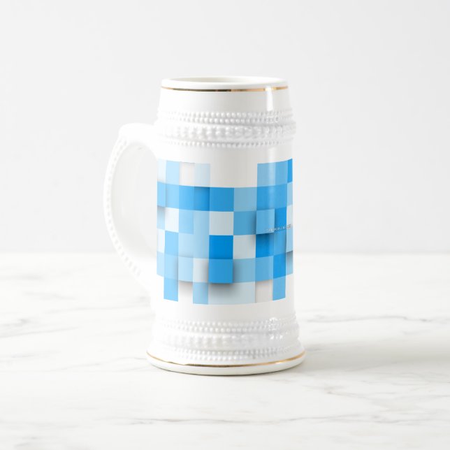 SlipperyJoe's squares artwork mosaic modern three- Beer Stein (Front Left)