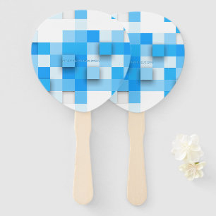 SlipperyJoe's squares artwork mosaic modern three- Hand Fan