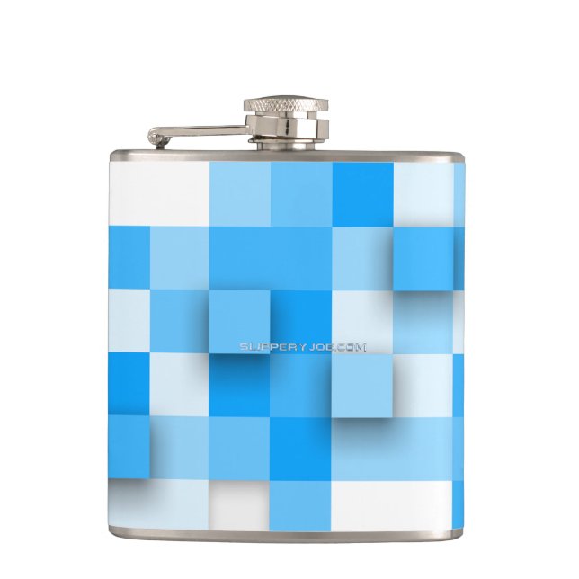 SlipperyJoe's squares artwork mosaic modern three- Hip Flask (Front)