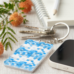 SlipperyJoe's squares artwork mosaic modern three- Key Ring