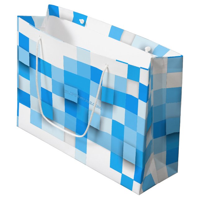 SlipperyJoe's squares artwork mosaic modern three- Large Gift Bag (Front Angled)