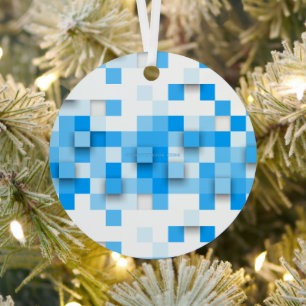 SlipperyJoe's squares artwork mosaic modern three- Metal Tree Decoration