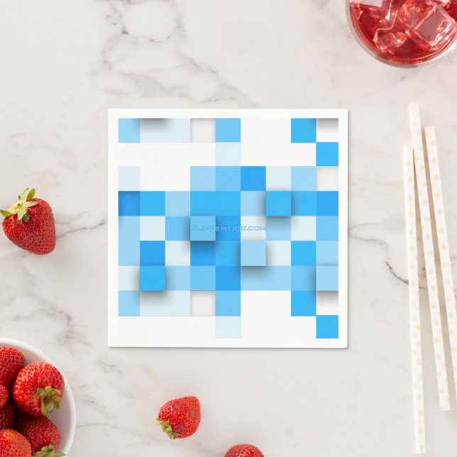 SlipperyJoe's squares artwork mosaic modern three- Napkin (Insitu)