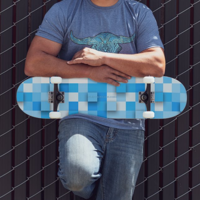 SlipperyJoe's squares artwork mosaic modern three- Skateboard (Outdoor 3)