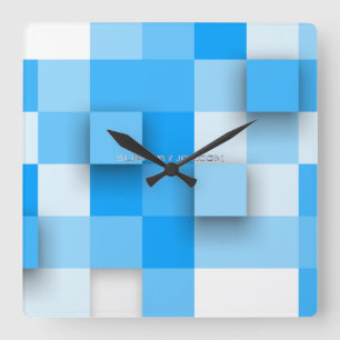 SlipperyJoe's squares artwork mosaic modern three- Square Wall Clock