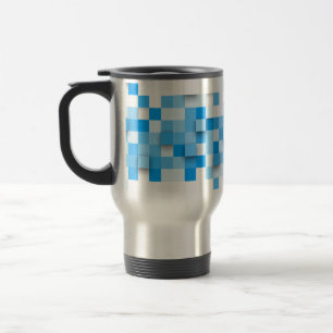 SlipperyJoe's squares artwork mosaic modern three- Travel Mug