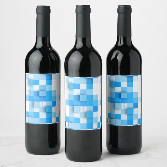 SlipperyJoe's squares artwork mosaic modern three- Wine Label (Bottles)