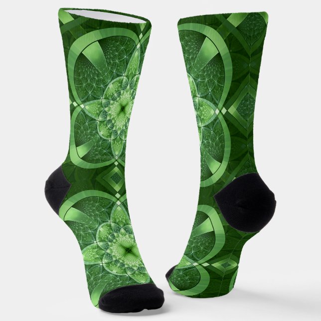 SlipperyJoe's St. Patrick's Day Fractal vortex hol Socks (Angled)